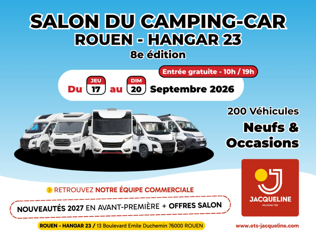 Salon du Camping-Car de Rouen 2026 - 8e édition au Hangar 23 du 17 au 20 septembre - Jacqueline Camping-Car